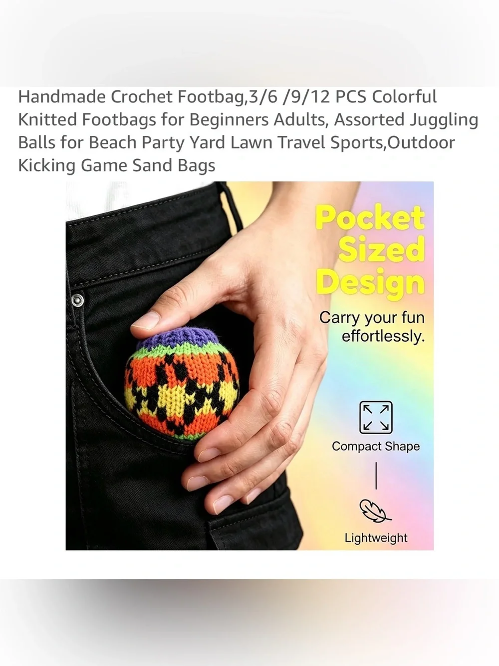 Handmade Crochet foot bag 3 pcs colorful knitted sand bags jiggling balls